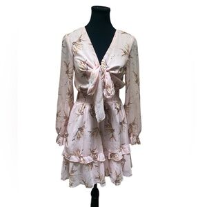 PrettyGarden  Pink Floral Long Sleeve Dress GUC S